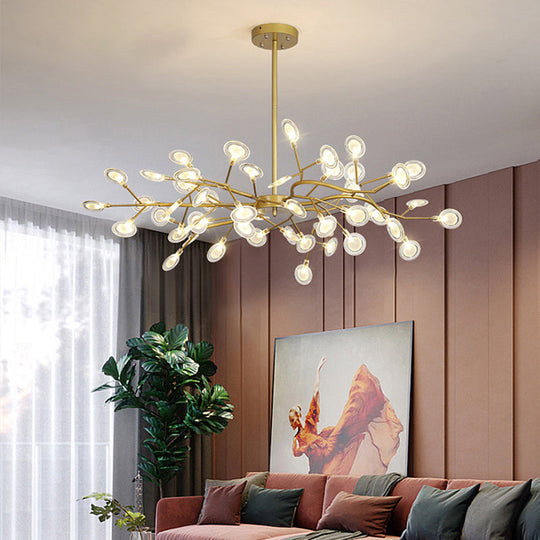 Wireframe Pendant Lamp: Minimal Led Chandelier For Living Room 30 / Gold C