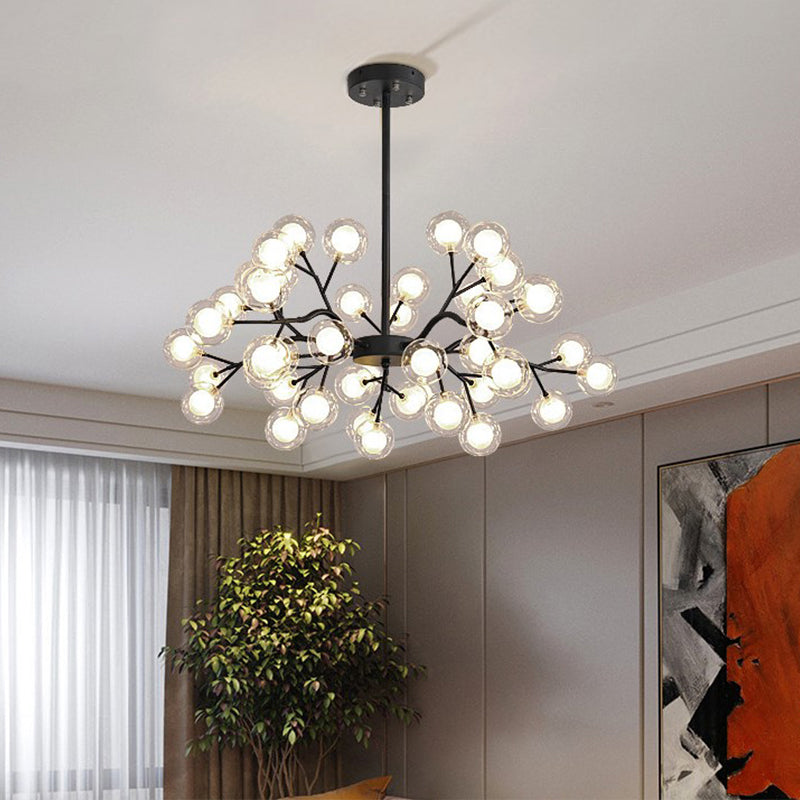 Wireframe Pendant Lamp: Minimal Led Chandelier For Living Room 30 / Black A