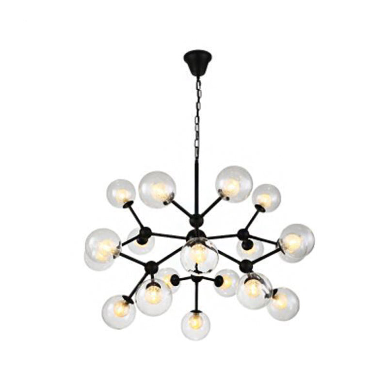 Contemporary Black Chandelier Light Fixture with Clear & Frosted Glass