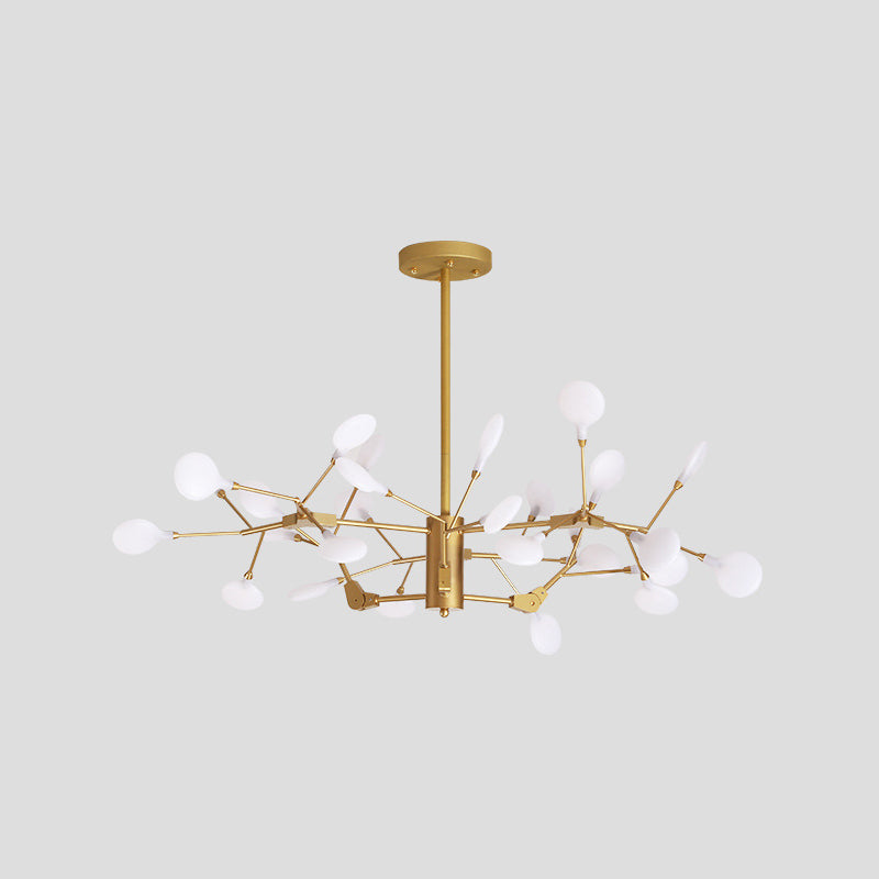 Minimalist Gold Wireframe Pendant Light For Living Room - Branch-Like Chandelier