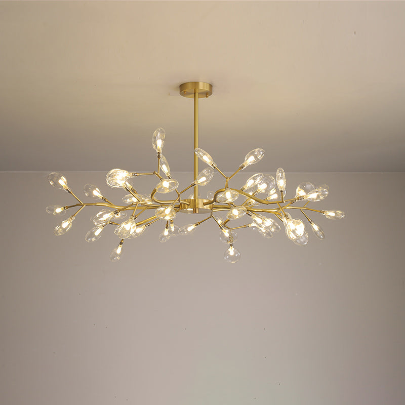 Modern Leaf-Shaped Brass Pendant Chandelier With Led Lighting 54 / Clear