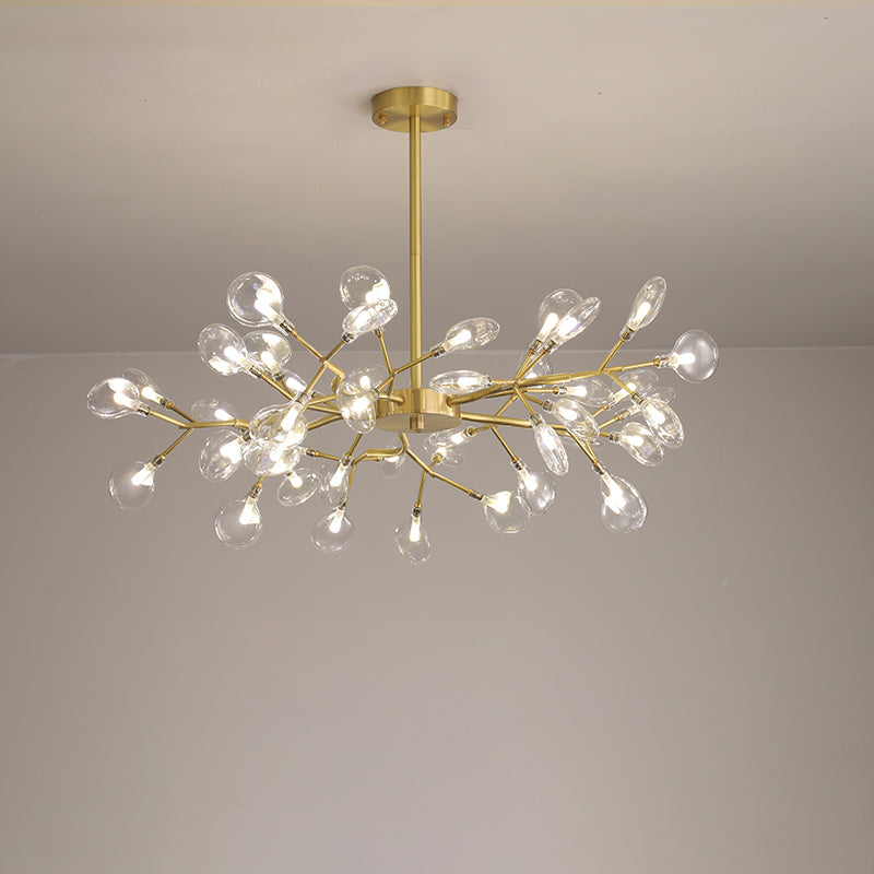 Modern Leaf-Shaped Brass Pendant Chandelier With Led Lighting 45 / Clear
