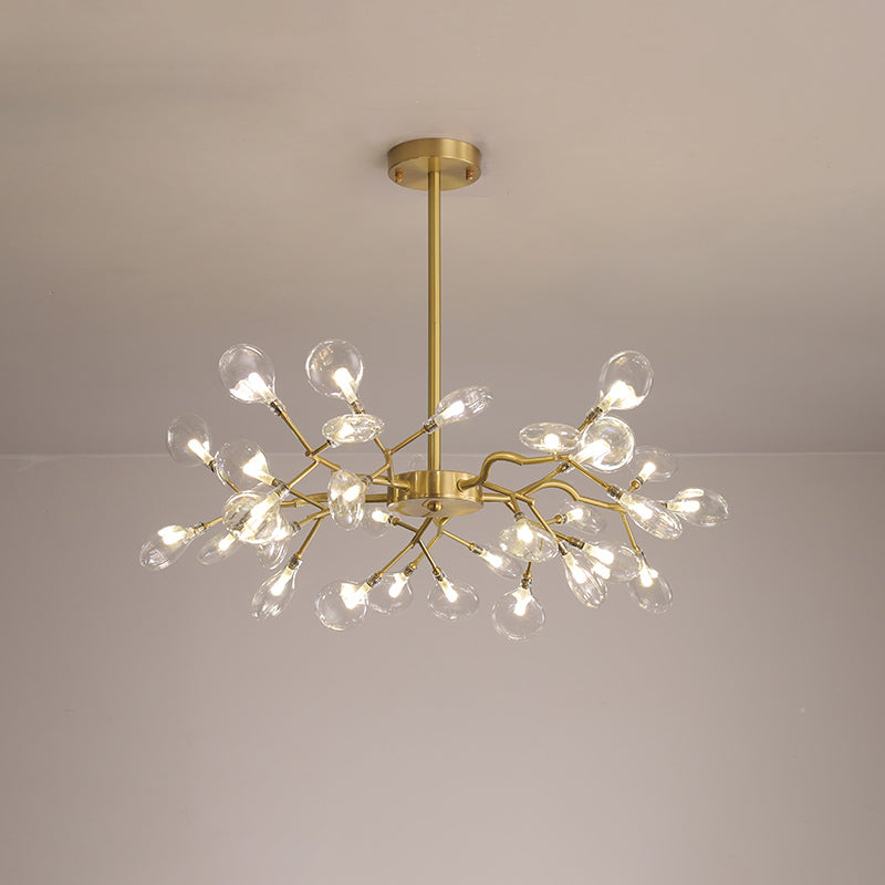Modern Leaf-Shaped Brass Pendant Chandelier With Led Lighting 30 / Clear