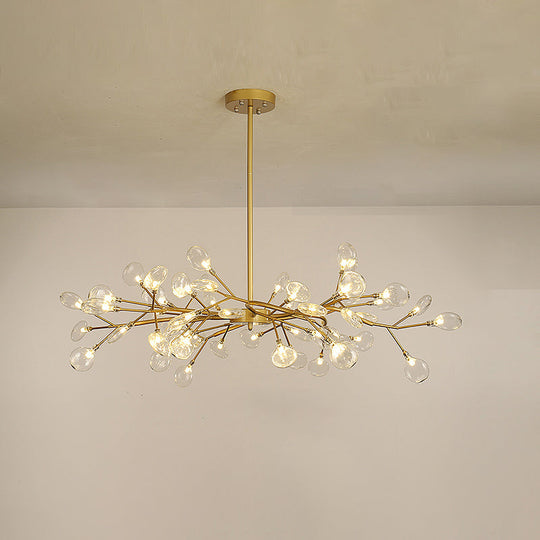 Modern Leaf-Shaped Brass Pendant Chandelier With Led Lighting 54 / Gold Clear