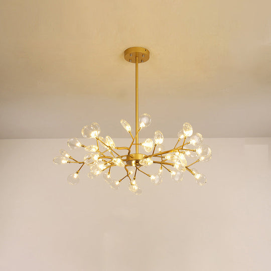 Modern Leaf-Shaped Brass Pendant Chandelier With Led Lighting 45 / Gold Clear