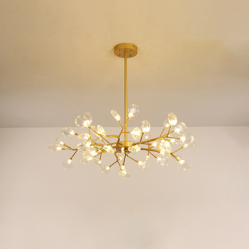 Modern Leaf-Shaped Brass Pendant Chandelier With Led Lighting