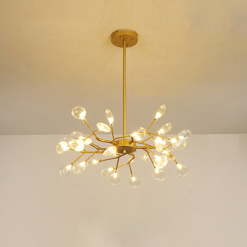 Modern Leaf-Shaped Brass Pendant Chandelier With Led Lighting 30 / Gold Clear