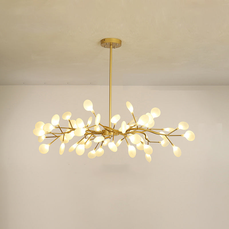 Modern Leaf-Shaped Brass Pendant Chandelier With Led Lighting 54 / Gold White