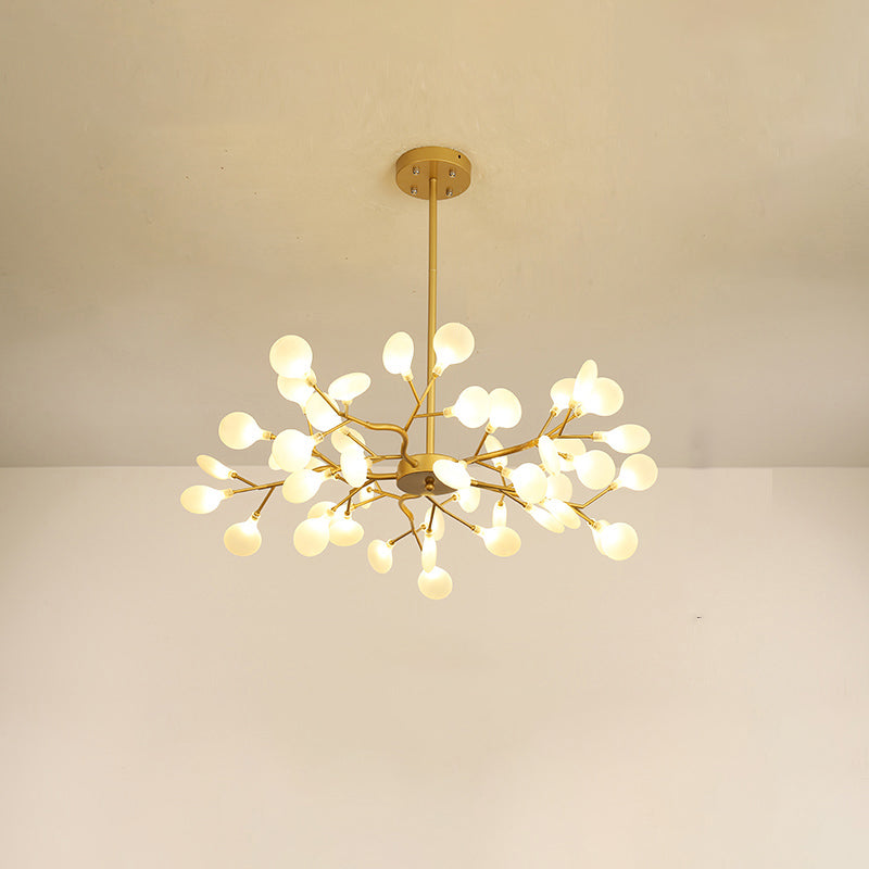 Modern Leaf-Shaped Brass Pendant Chandelier With Led Lighting 45 / Gold White