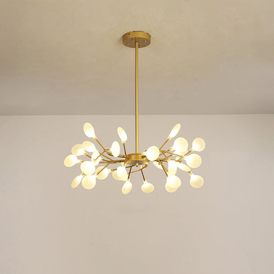 Modern Leaf-Shaped Brass Pendant Chandelier With Led Lighting 30 / Gold White