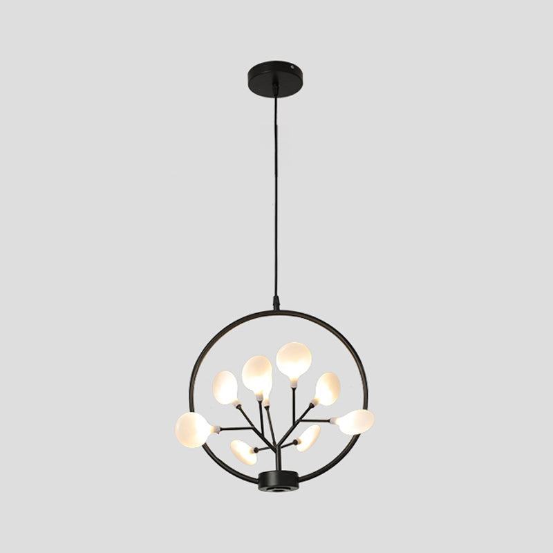 Modern Metal Circle Ceiling Light With Firefly Design - 9-Bulb Corridor Chandelier