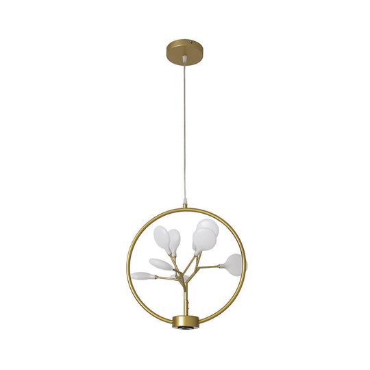 Modern Metal Circle Ceiling Light With Firefly Design - 9-Bulb Corridor Chandelier Gold / A