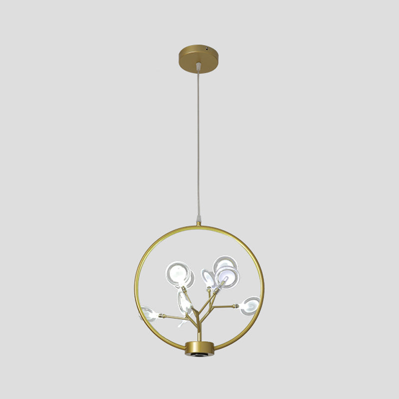 Modern Metal Circle Ceiling Light With Firefly Design - 9-Bulb Corridor Chandelier Gold / B