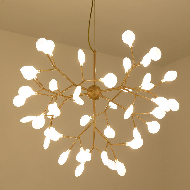 Gold Acrylic Firefly LED Chandelier: Modern Style Kitchen Suspension Lamp