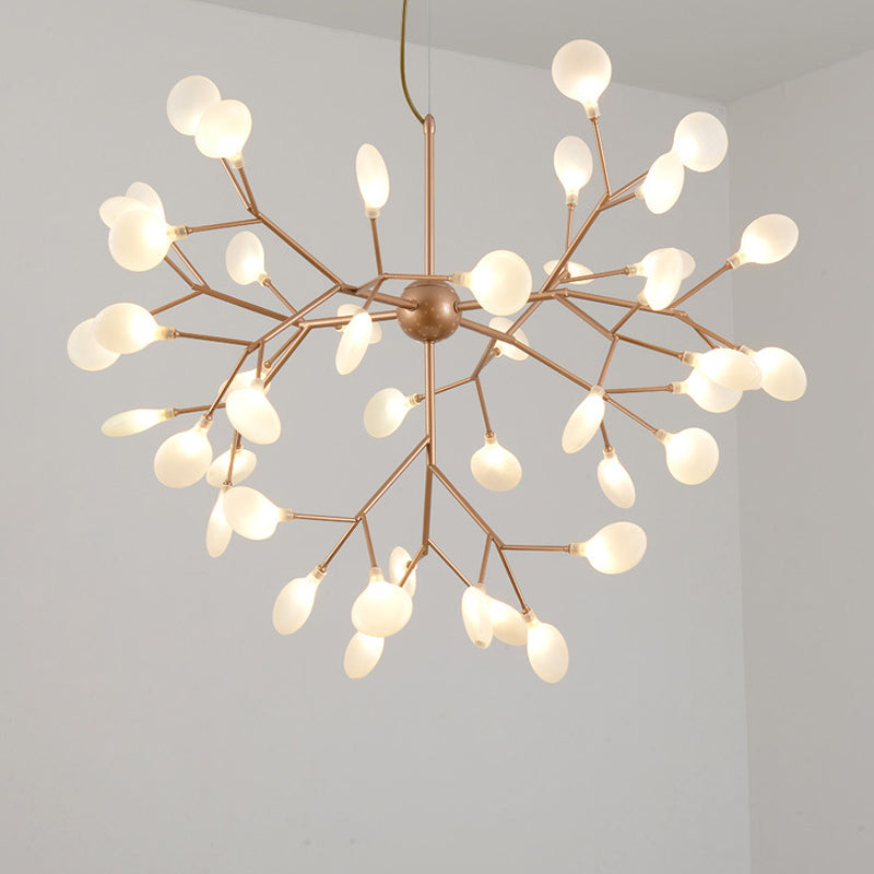 Gold Acrylic Firefly LED Chandelier: Modern Style Kitchen Suspension Lamp