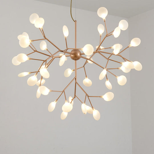 Gold Led Chandelier: Modern Acrylic Firefly Suspension Lighting For Kitchen