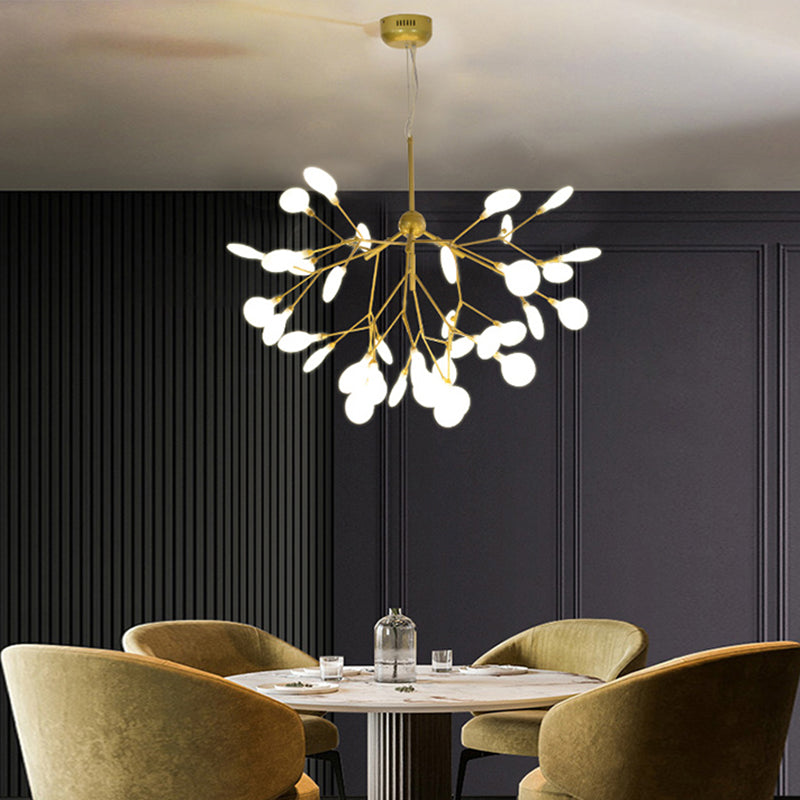 Modern Gold LED Pendant Chandelier for Dining Room - Acrylic Branch Design
