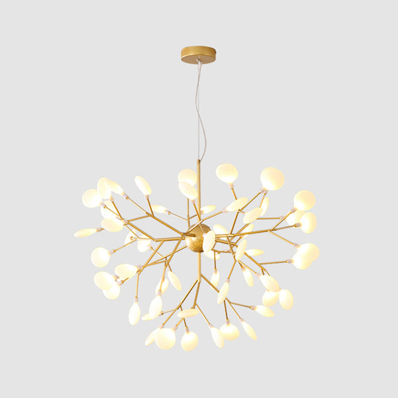 Contemporary Gold Leaf Led Chandelier: Acrylic Ceiling Lamp 54 /
