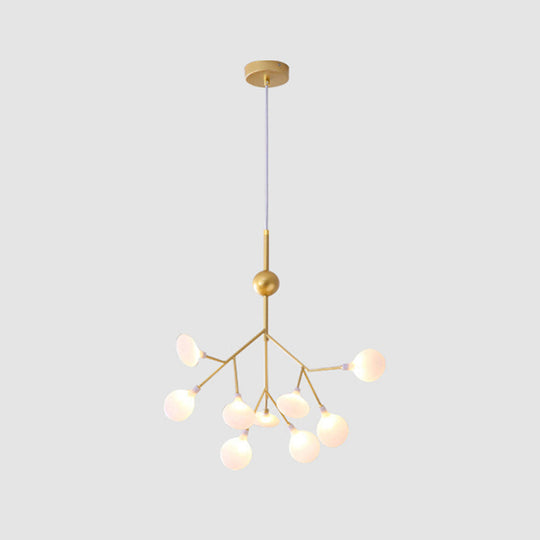 Contemporary Gold Leaf Led Chandelier: Acrylic Ceiling Lamp 9 /