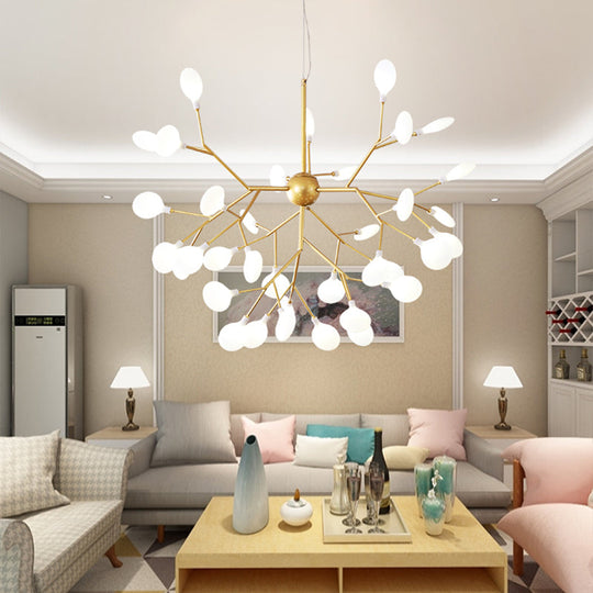 Contemporary Gold Leaf Led Chandelier: Acrylic Ceiling Lamp