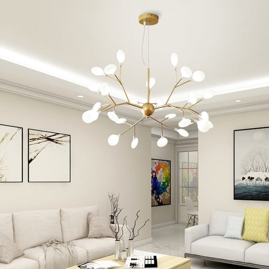 Contemporary Gold Leaf Led Chandelier: Acrylic Ceiling Lamp 27 /