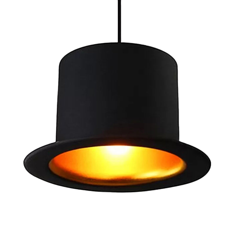 Modern Black Metal Pendant Light for Dining Room - Hat Ceiling Hanging Light, 6.5"/7" Wide