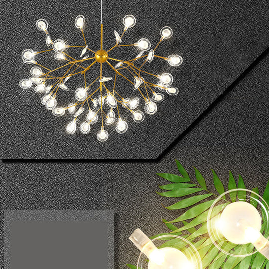 Simplicity Leaf Chandelier - Acrylic Led Drop Pendant With Branch-Like Wireframe For Living Room
