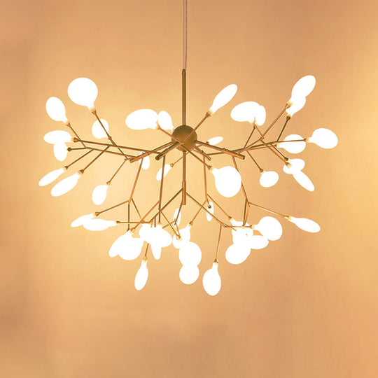 Simplicity Leaf Chandelier - Acrylic Led Drop Pendant With Branch-Like Wireframe For Living Room 36