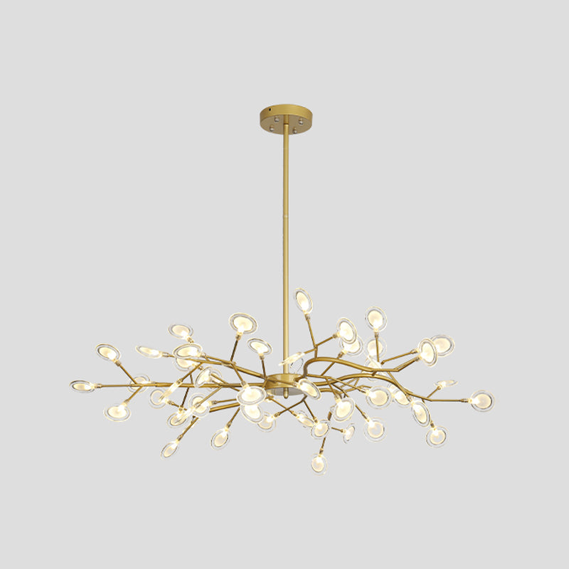 Simple Metallic Starburst Led Chandelier - Elegant Living Room Lighting
