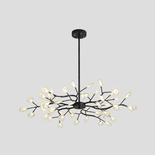 Simple Metallic Starburst Led Chandelier - Elegant Living Room Lighting 54 / Black C