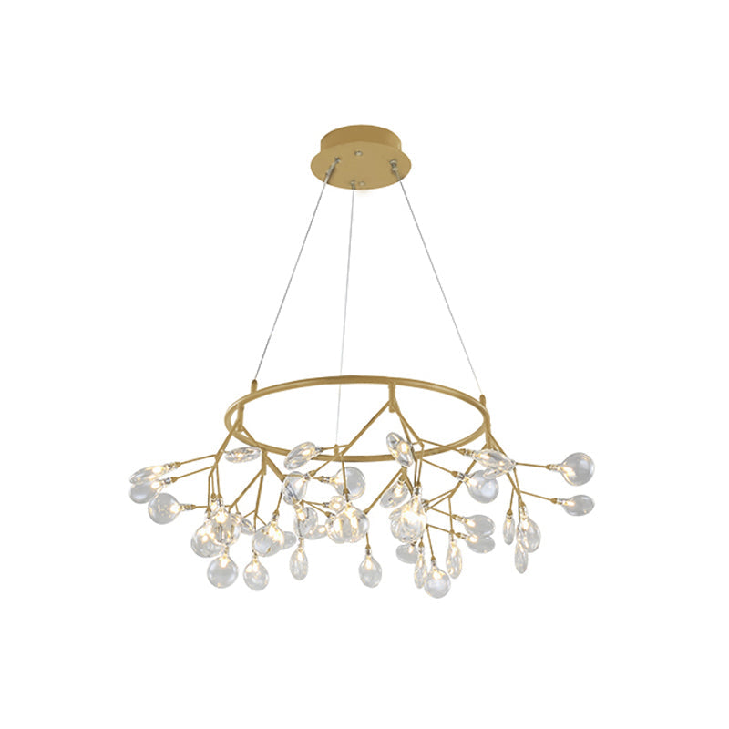 Modern Led Twig Pendant Lamp - Minimalistic Metallic Chandelier For Living Room