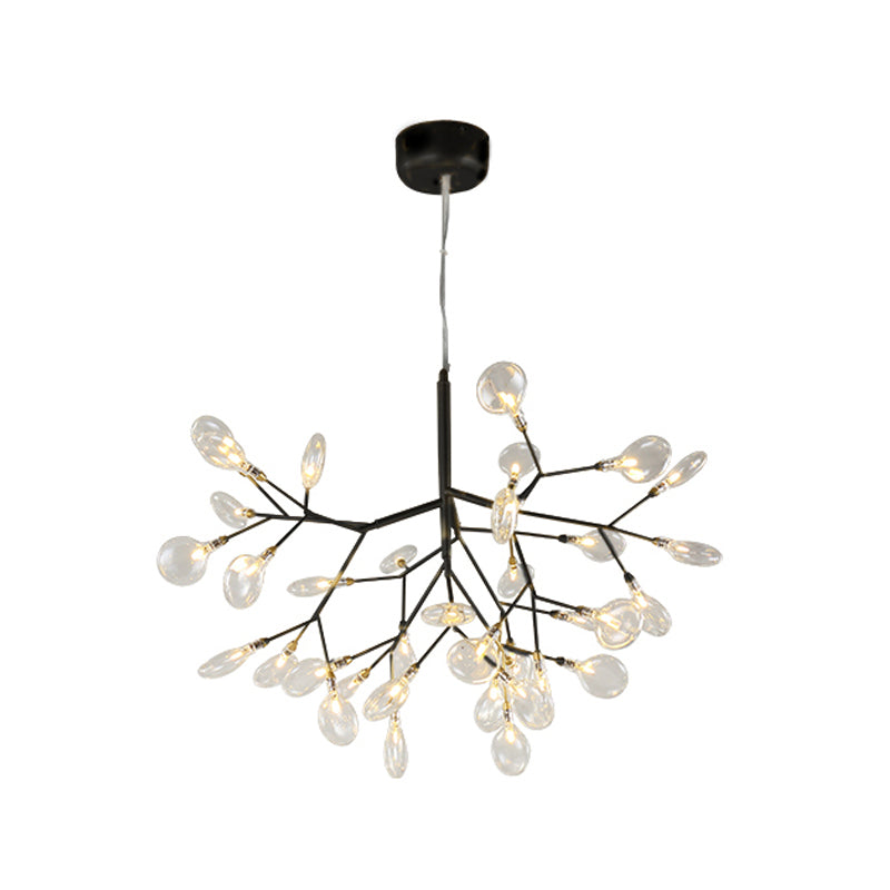 Modern Led Twig Pendant Lamp - Minimalistic Metallic Chandelier For Living Room