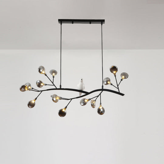 Contemporary Acrylic Led Pendant Light With Bird Decoration - Branch Dining Room Island Lamp Kit