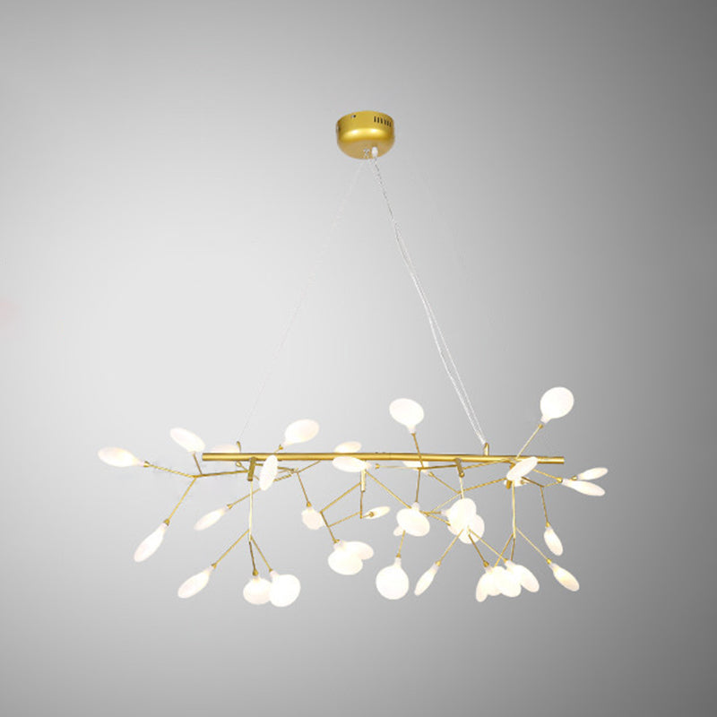 Acrylic Leaf-Shaped Led Hanging Light Fixture For Dining Room - Modern Island Lighting 36 / Gold