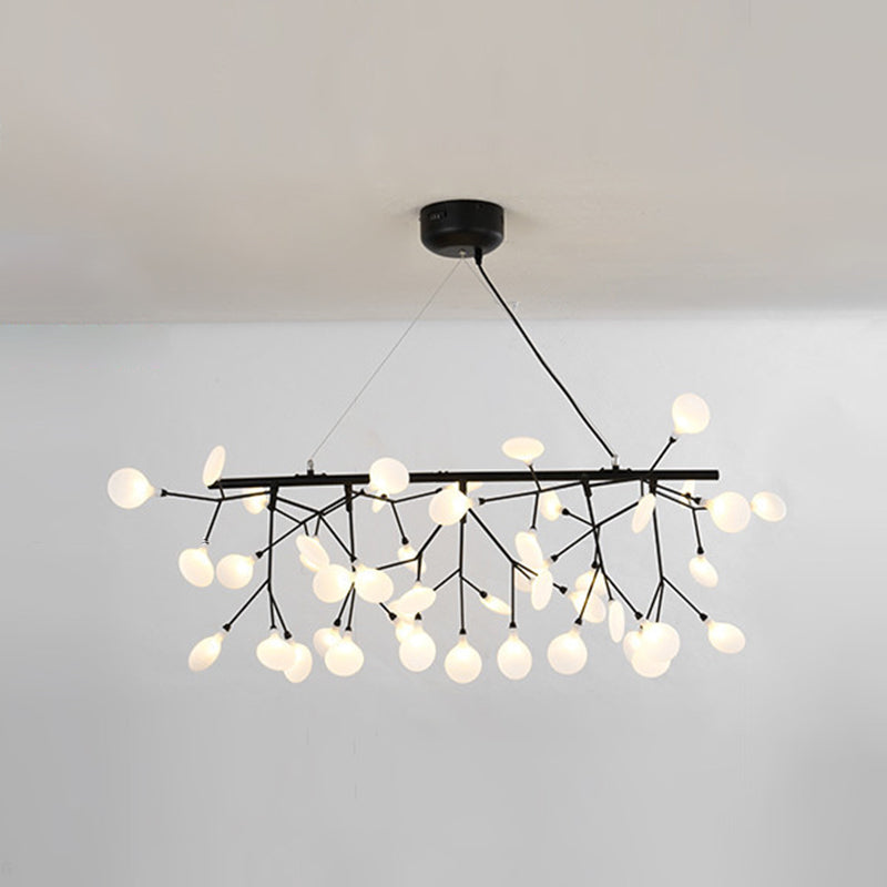 Acrylic Leaf-Shaped Led Hanging Light Fixture For Dining Room - Modern Island Lighting 45 / Black