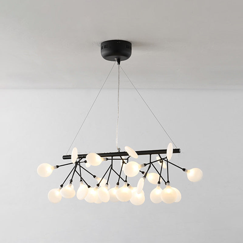 Acrylic Leaf-Shaped Led Hanging Light Fixture For Dining Room - Modern Island Lighting 27 / Black