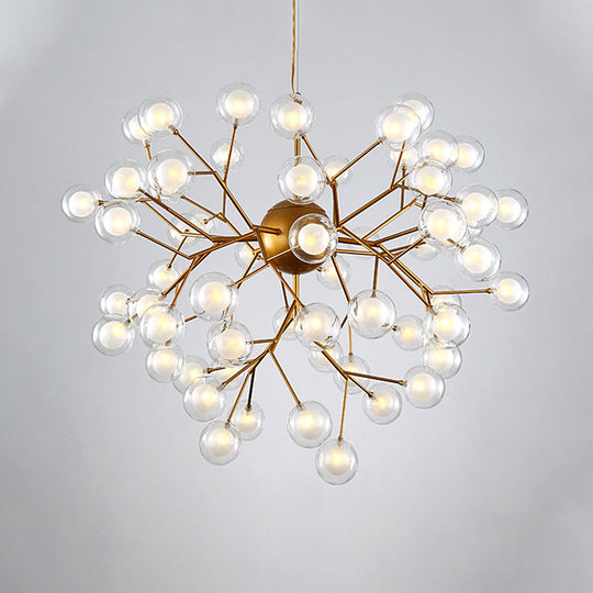 Simplicity Led Chandelier Bubble Pendant Light With Dual Glass Shade For Living Room 54 / Gold