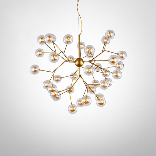 Simplicity Led Chandelier Bubble Pendant Light With Dual Glass Shade For Living Room 36 / Gold