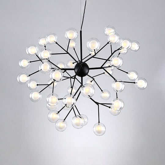 Simplicity Led Chandelier Bubble Pendant Light With Dual Glass Shade For Living Room 45 / Black