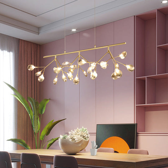 Smoke Grey Glass Firefly Hanging Lamp Kit: Simplicity 27-Light Island Dining Room Fixture