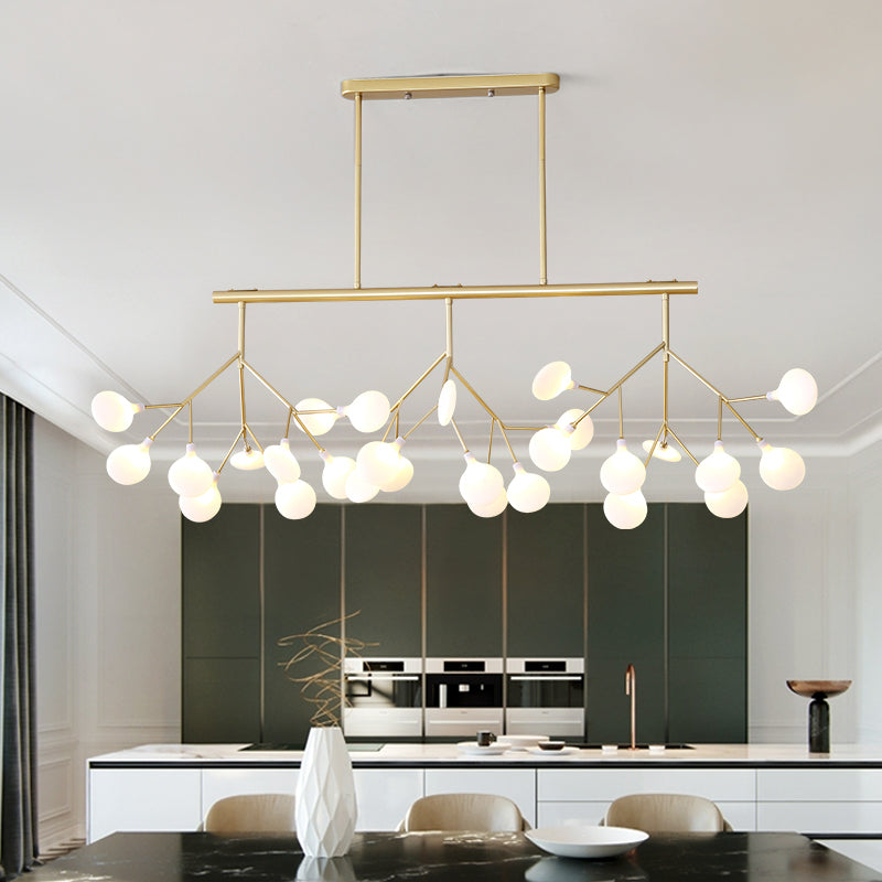 Modern Acrylic Led Pendant Light Fixture With 27 Heads For Living Room Gold / Milk White