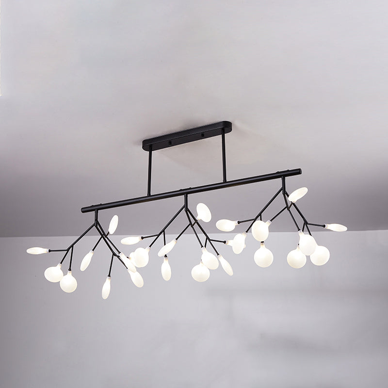 Modern Acrylic Led Pendant Light Fixture With 27 Heads For Living Room Black / Milk White