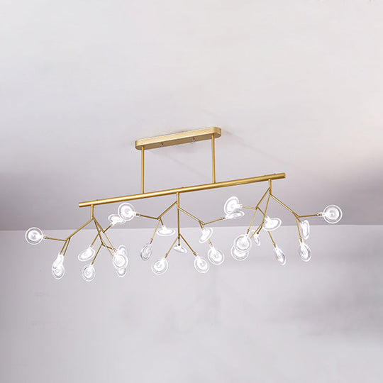 Modern Metal Linear Island Light: Branching Led Pendant Fixture Gold / A