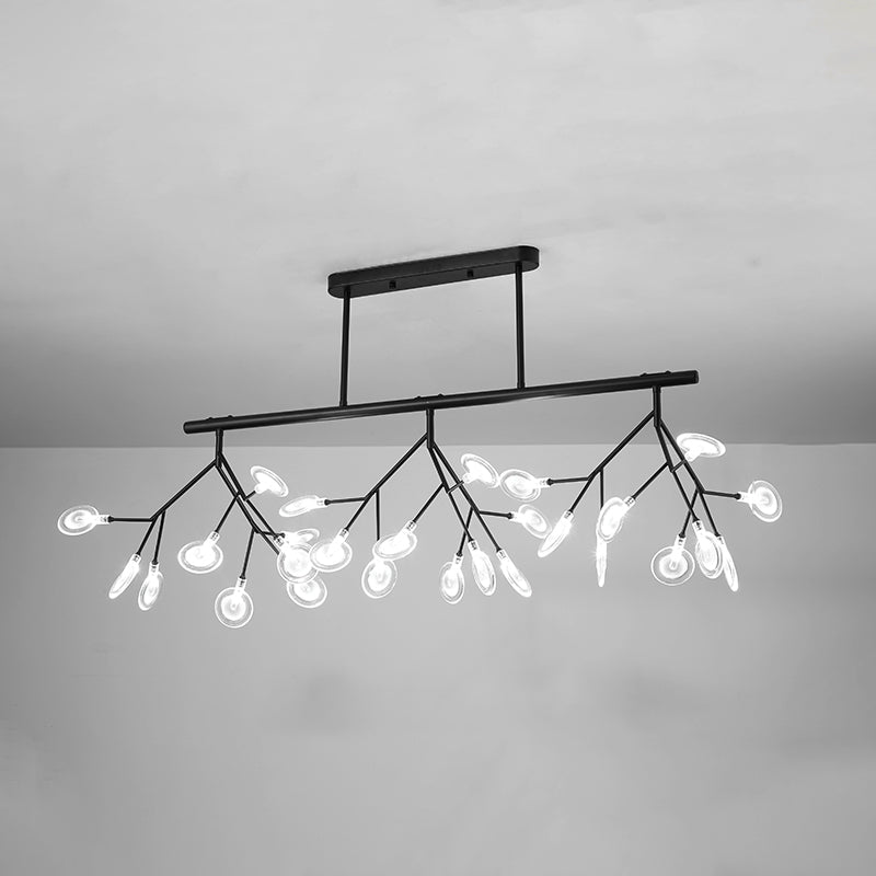 Modern Metal Linear Island Light: Branching Led Pendant Fixture Black / A