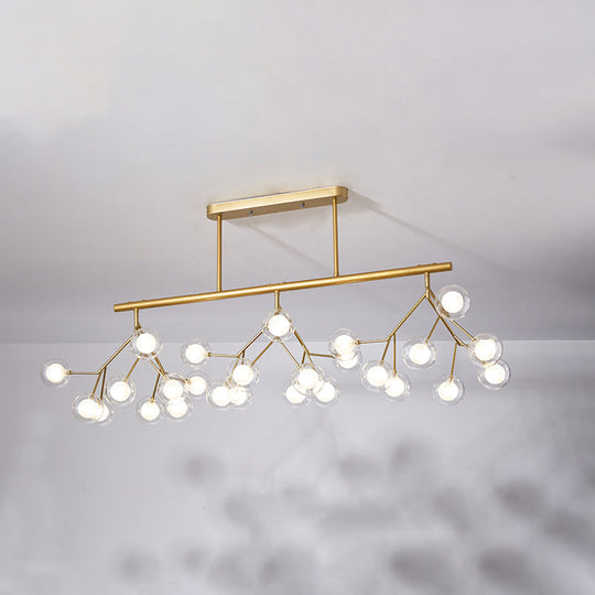 Modern Metal Linear Island Light: Branching Led Pendant Fixture Gold / B