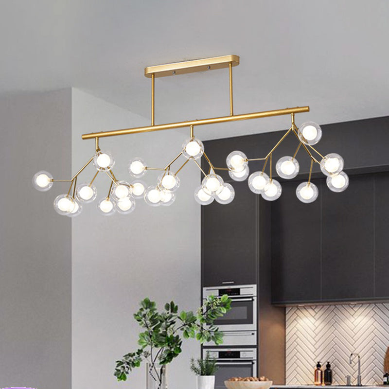 Modern Metal Linear Island Light: Branching Led Pendant Fixture