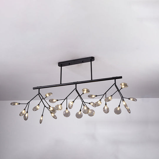 Modern Metal Linear Island Light: Branching Led Pendant Fixture Black / D