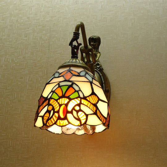 Victorian Hand Cut Glass Brass Wall Sconce - Elegant Dining Room Light Beige