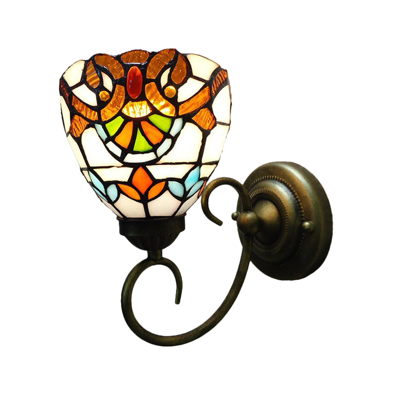Victorian Wall Light Sconce With Bell Shade Cut Glass & Yellow Bulb - Mounted Lamp