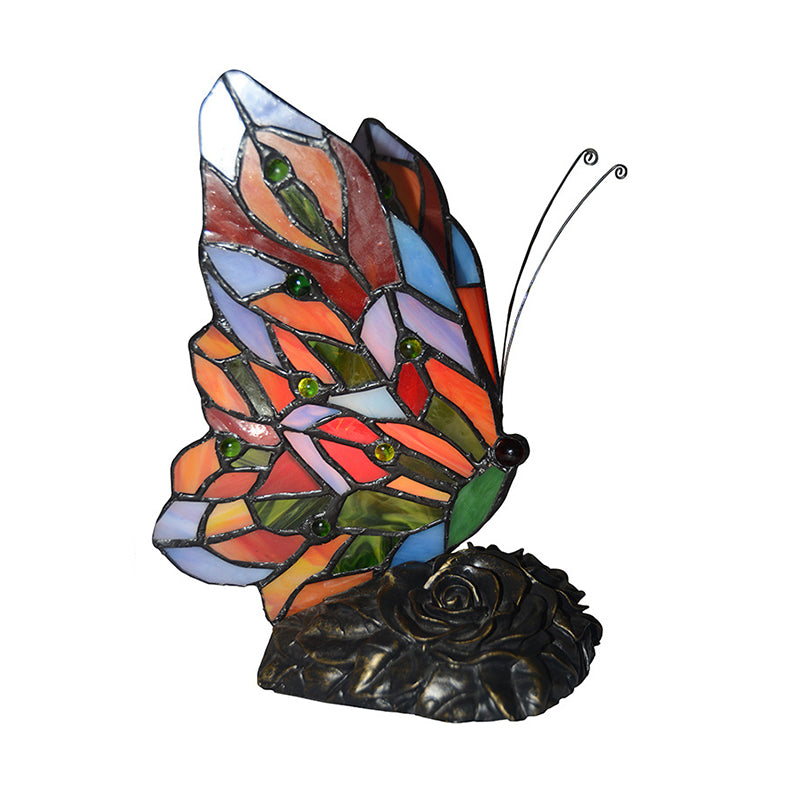 Tiffany Style Hand-Crafted Glass Butterfly Nightstand Lamp - Yellow Night Lighting